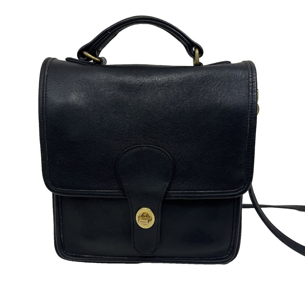 VTG Coach Station Bag 5130 Black Leather Satchel Purse Crossbody 1995 Cleaned